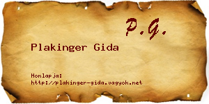 Plakinger Gida névjegykártya